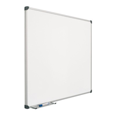 Pizarra blanca laminada para rotulador con marco de aluminio y bandeja