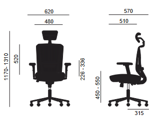 Medidas sillas para oficina Sofia de Euromof