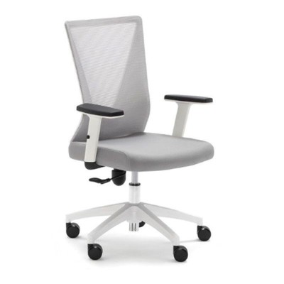 Silla oficina Tirana Euromof blanca y gris con respaldo de malla