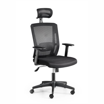 Silla de oficina Sofía Euromof ergonómica con cabecero y malla negra