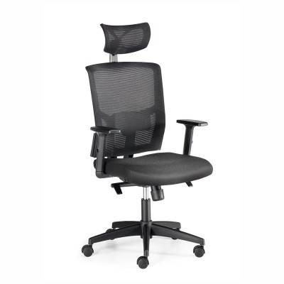 Silla para oficina Viena Euromof ergonómica con cabecero y malla negra