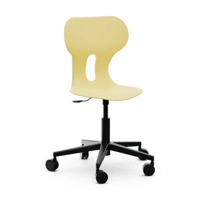 Silla escolar Lia Lift de Mirplay en amarillo claro, giratoria con ruedas