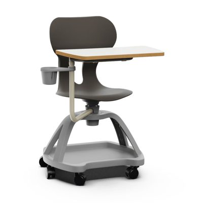 Silla escolar Lia Table de Mirplay en negro grafito, con pala, bandeja inferior y ruedas
