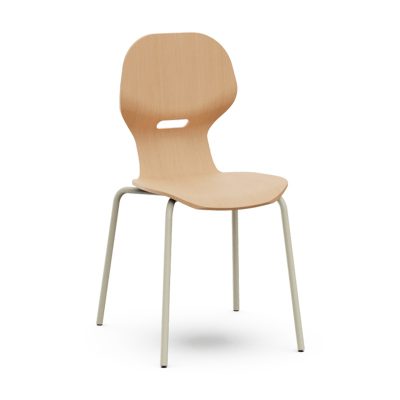 Silla escolar Lia Wood Basic de Mirplay en madera natural, con estructura gris