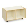 Banco modular KI Mirplay en Maple White con dos huecos de almacenaje y ruedas
