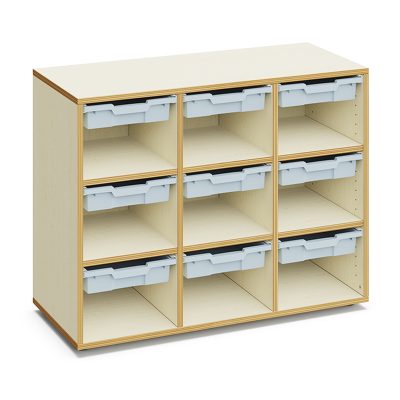 Armario MERIT New Maple White con nueve cubetas pequeñas Light Blue