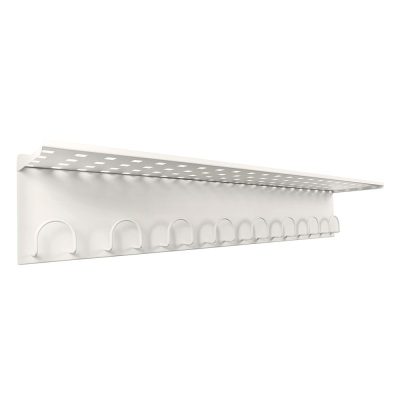 Perchero de pared SIE 608, 8 colgadores y repisa perforada