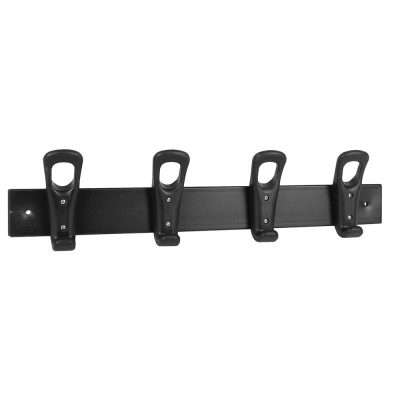 Perchero de pared SIE 629, 4 colgadores dobles de ABS negro