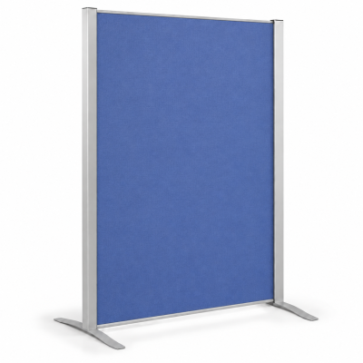 Biombo separador Cortinal tapizado azul con dos patas estrechas sin ruedas