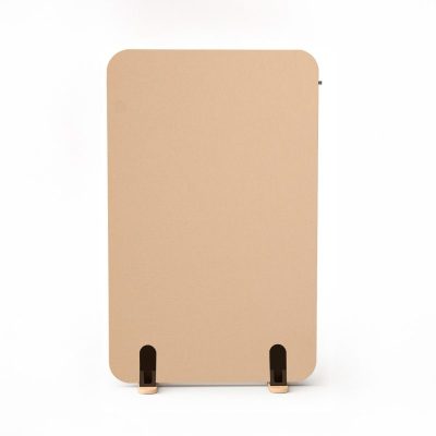 Biombo acústico SAMOS Mirplay en tapizado Linen Beige con apoyos de metal negro y madera